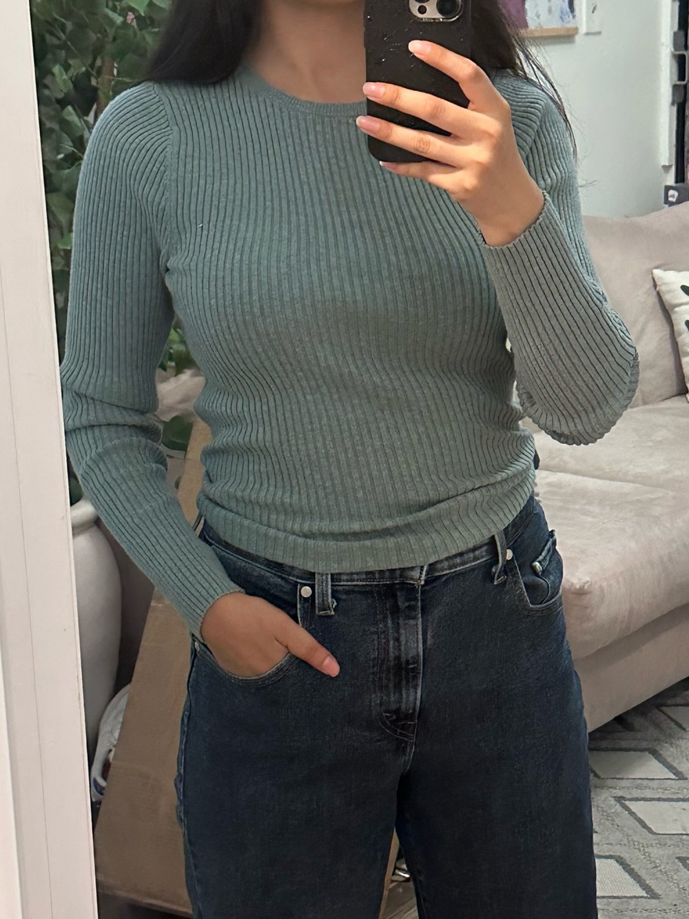 Old Navy blue-gray ribbed long sleeve